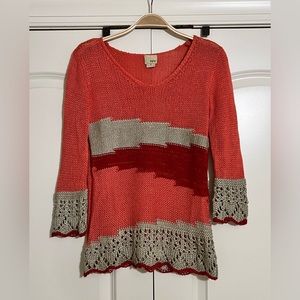 Daytrip Sweater - Small - Coral, Red and Taupe